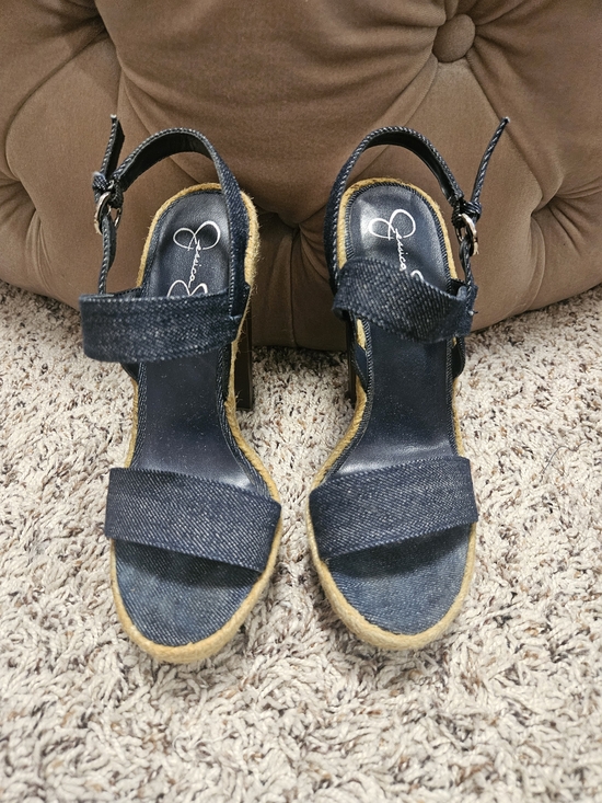Jessica Simpson Shoes - Jessica Simpson Navy Denim Espadrille Wedge Sandals